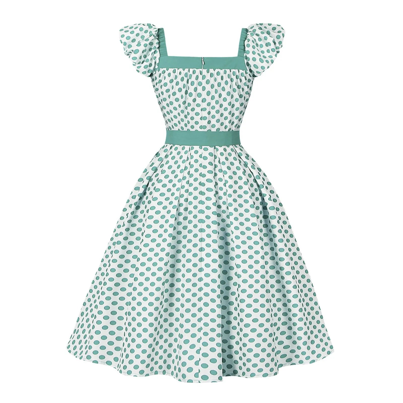 Vintage Dress Kawaii Vintage Swing A Line Casual Dress for Summer Polka Dot Print Patchwork Elegant Office Wear Holiday Dress