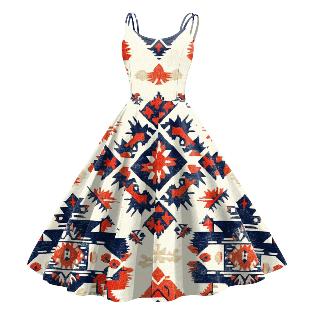 Southwest Print Spaghetti Strap Midi Dress
