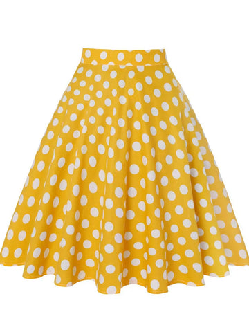 High Waist Polka Dot A Line Midi Skirt
