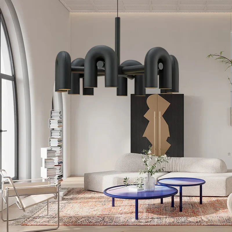 Retro Macaron U-Shape LED Pendant Chandelier