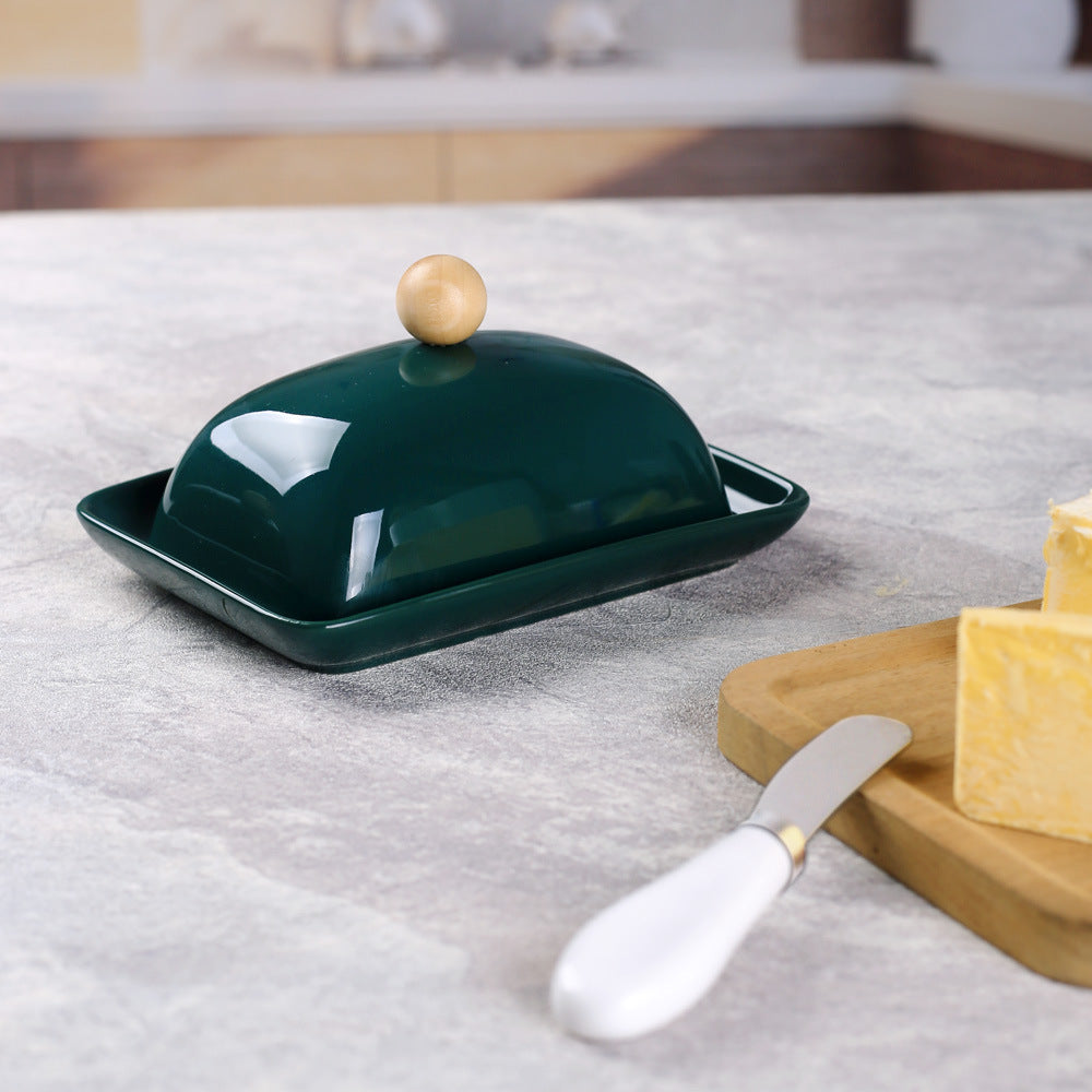 Country Kitchen Sealed Ceramic Butter Dish & Slicer Knife
