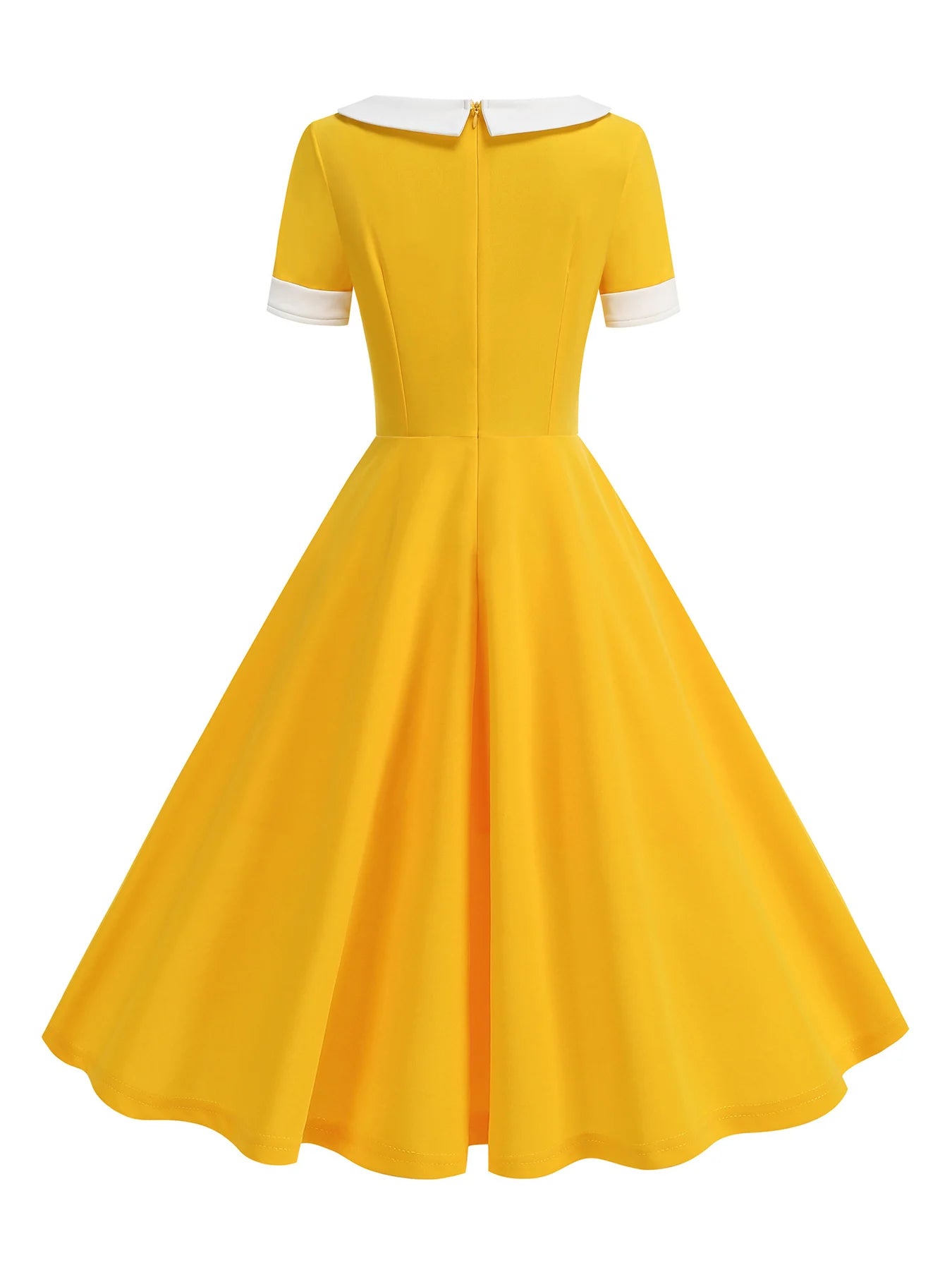 Contrast Collar Fit and Flare Midi Dress