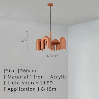 Retro Macaron U-Shape LED Pendant Chandelier