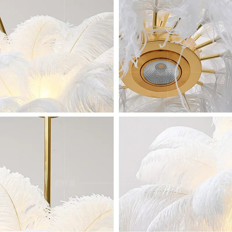 Classic Las Vegas Showgirl Ostrich Feather Chandelier