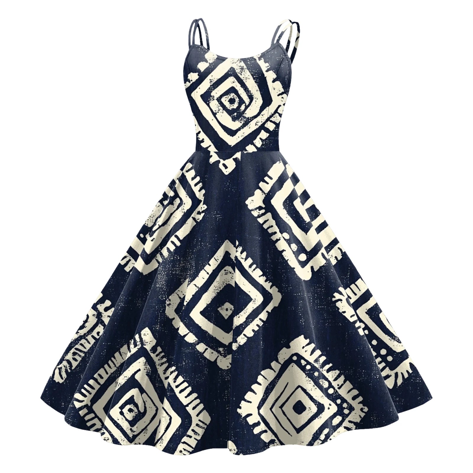 Southwest Print Spaghetti Strap Midi Dress