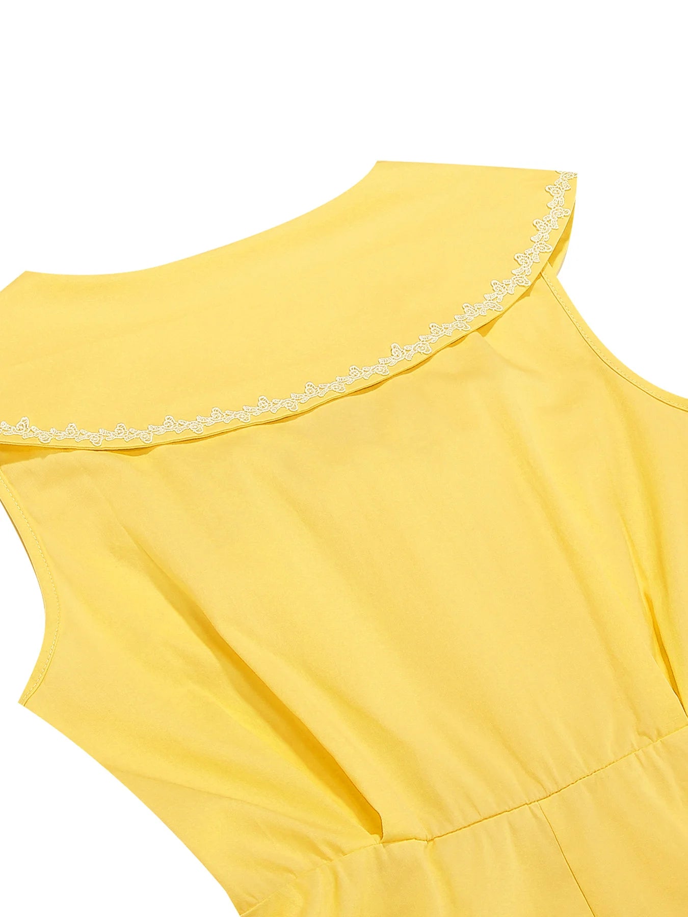 Sailor Collar Sleeveless Midi Dress with Button Front