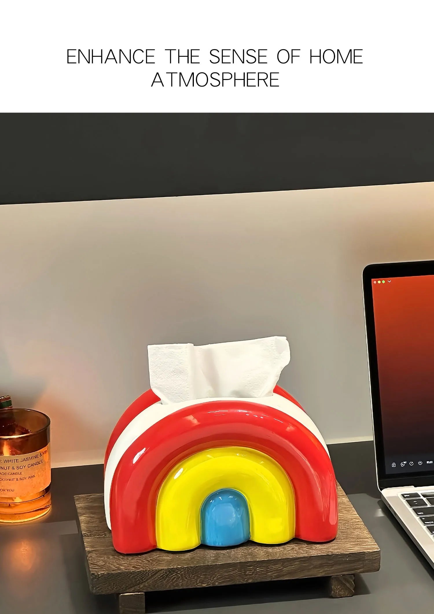 Retro Pop Ceramic Rainbow Tissue Box Cover