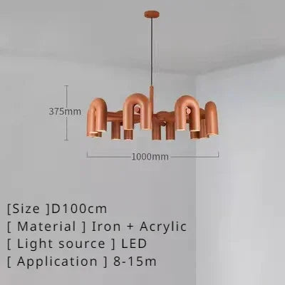 Retro Macaron U-Shape LED Pendant Chandelier