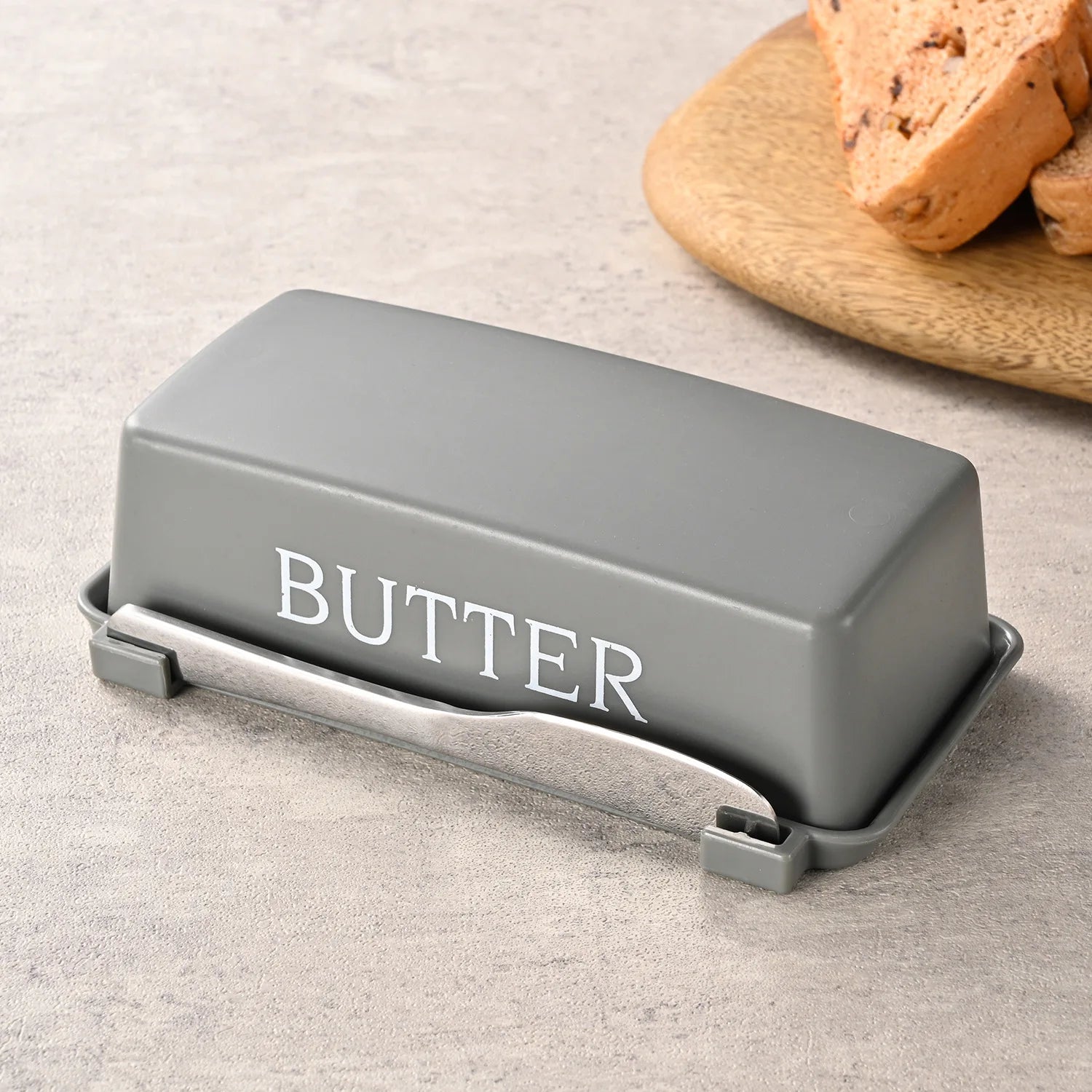 Retro Bistro Sealed Butter Box & Built-In Slicer Knife
