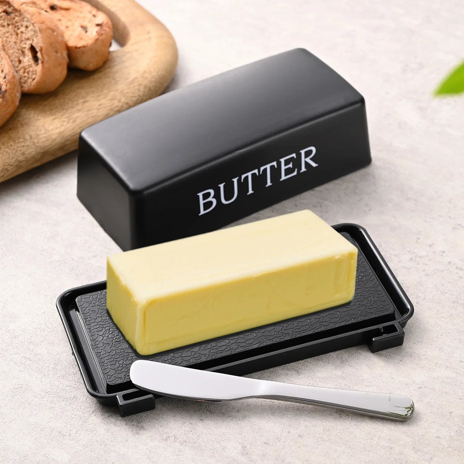 Retro Bistro Sealed Butter Box & Built-In Slicer Knife