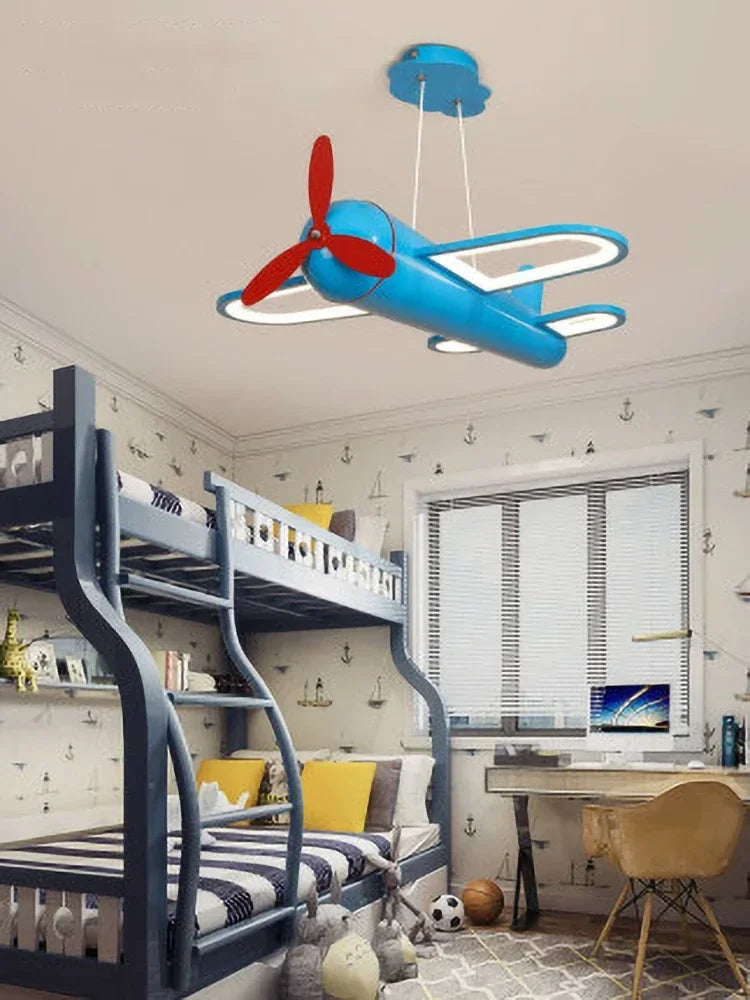 Retro Pop Cartoon Iron Airplane Chandelier