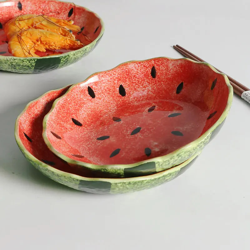 Retro Watermelon Fields Scalloped Stone Fruit Plate