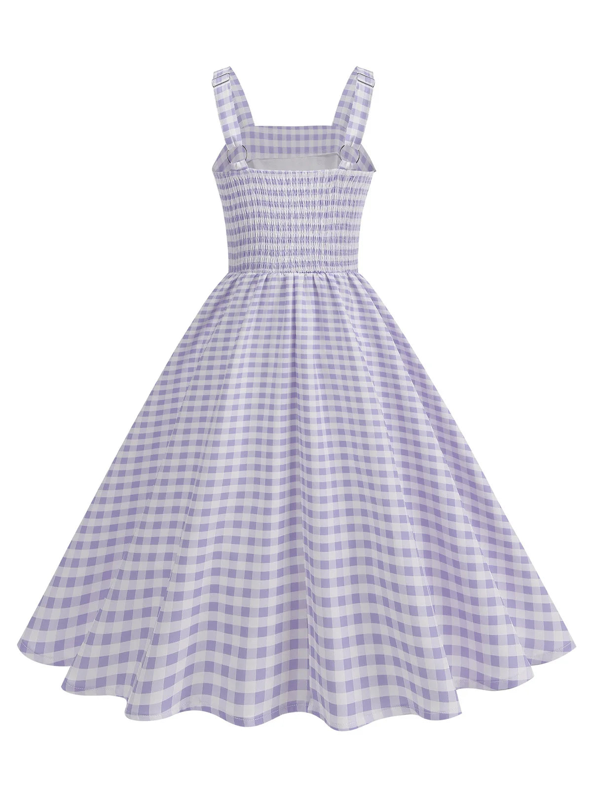 Gingham Square Neck Fit & Flare Dress