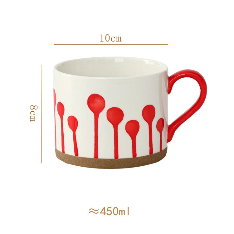 Retro Boho Painted Pattern Porcelain Stacking Mug