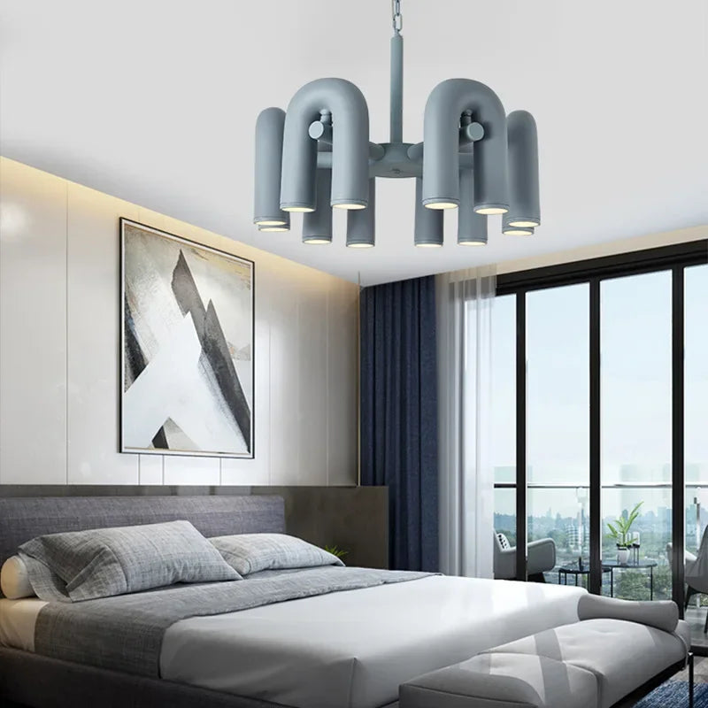 Retro Macaron U-Shape LED Pendant Chandelier