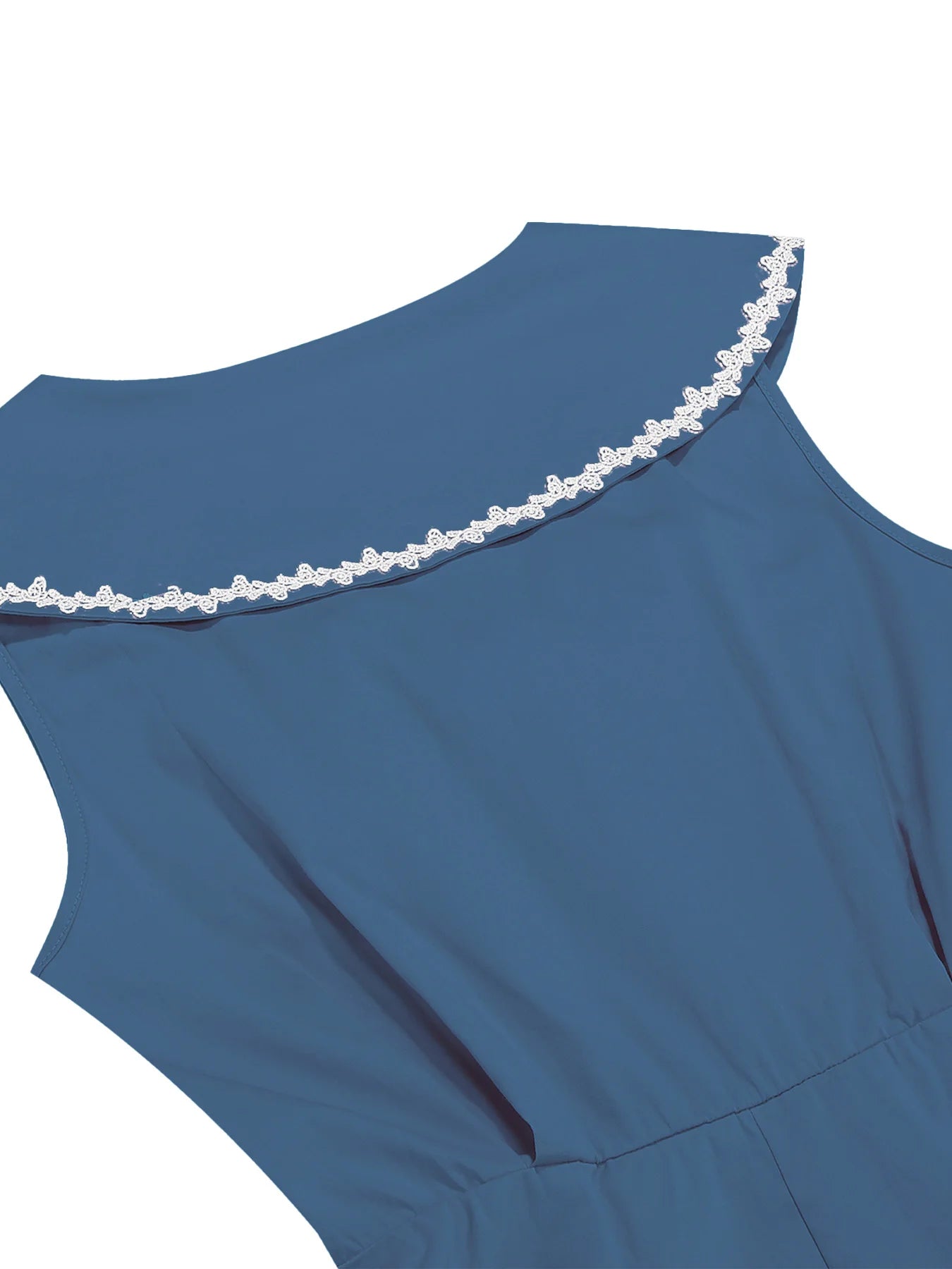 Sailor Collar Sleeveless Midi Dress with Button Front