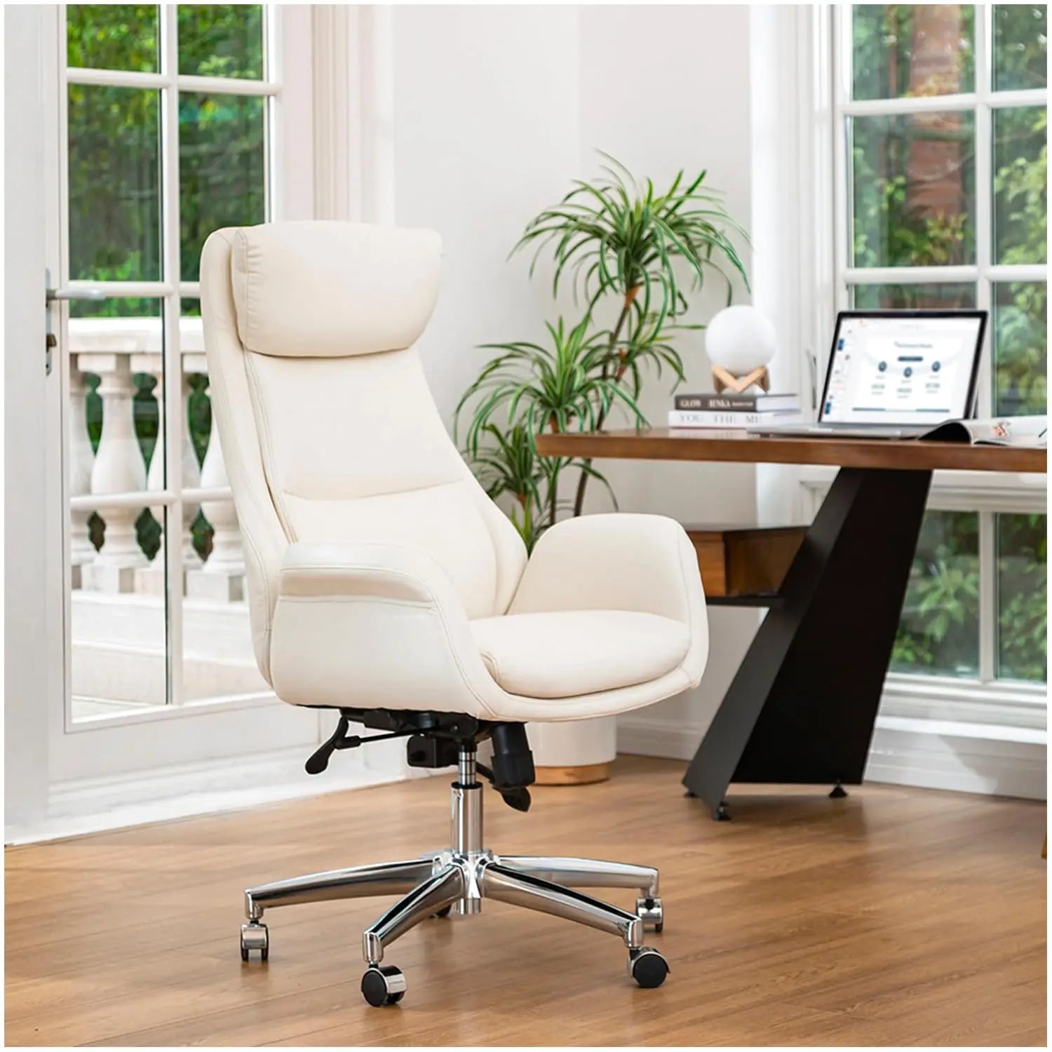 Leather Adjustable High-Back Office Chair