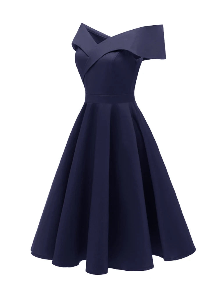 Off-Shoulder Wrap Bodice Fit & Flare Dress