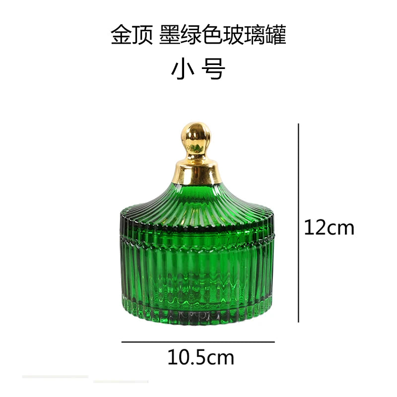 "Emerald Regency" Embossed Green Glass Jewelry & Candy Box