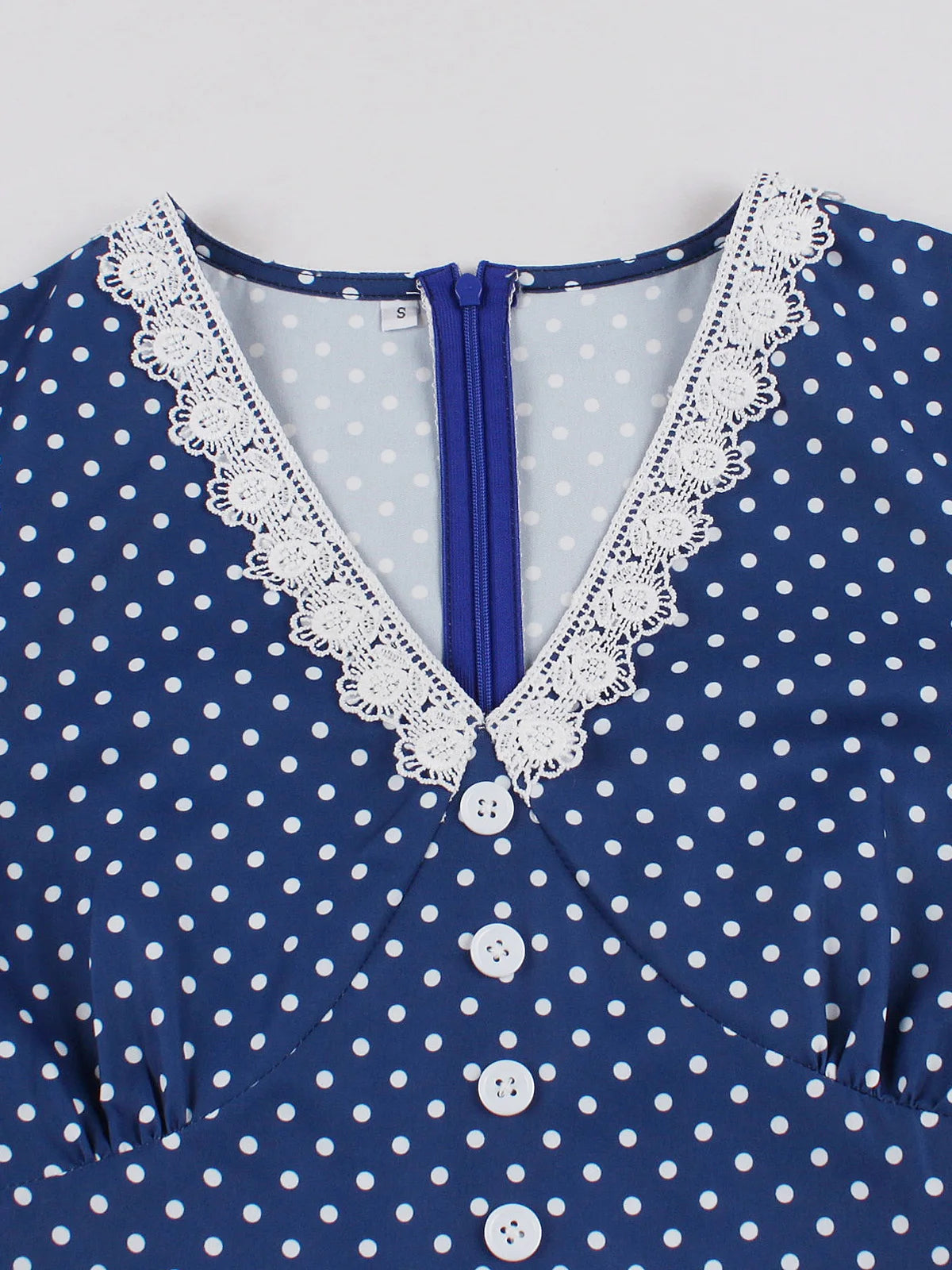 Lace Trim Polka Dot Tie-Waist Dress