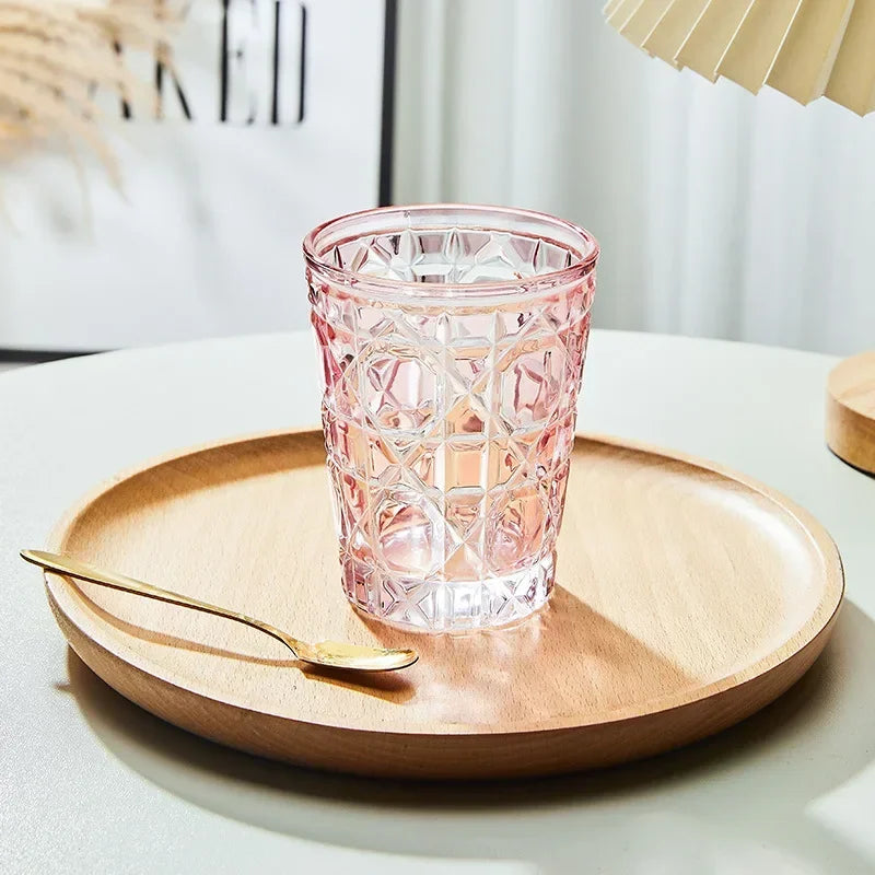 "Mad Men Era" Geometric Carved Plaid Whiskey Glass (360ml)