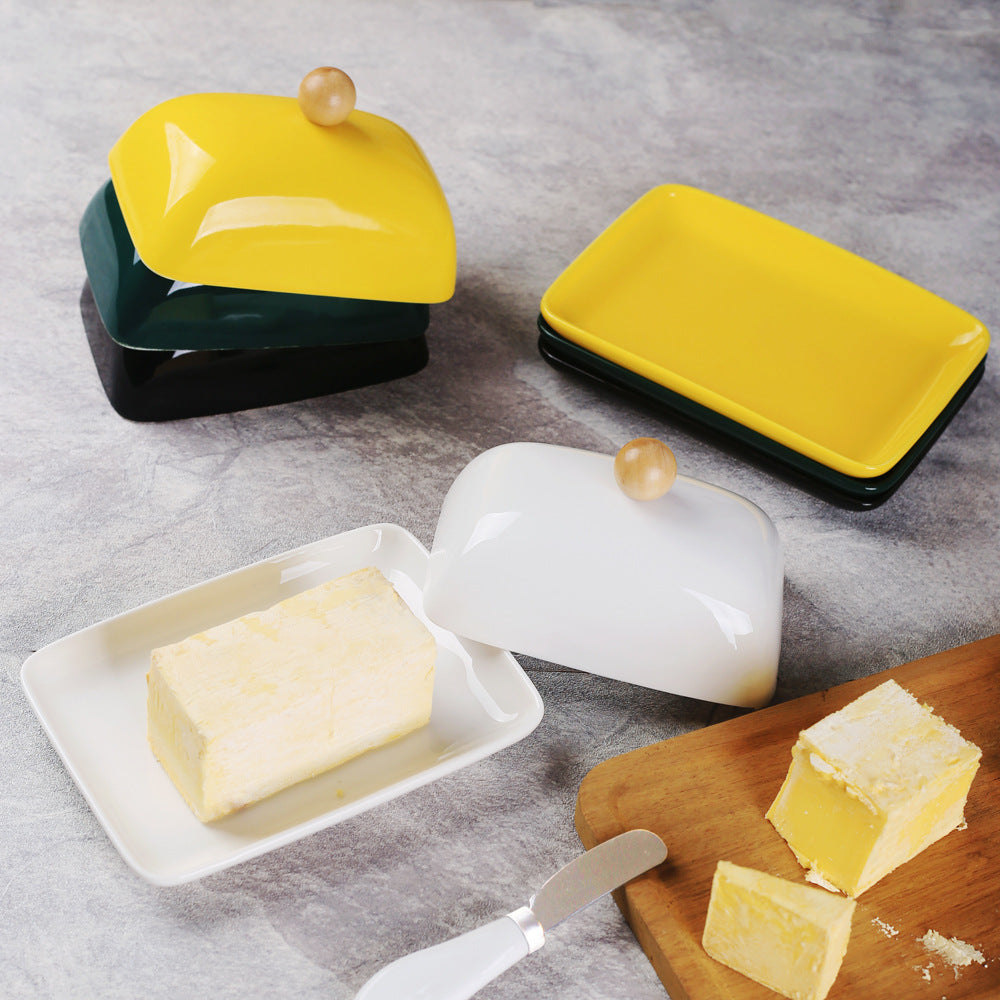 Country Kitchen Sealed Ceramic Butter Dish & Slicer Knife