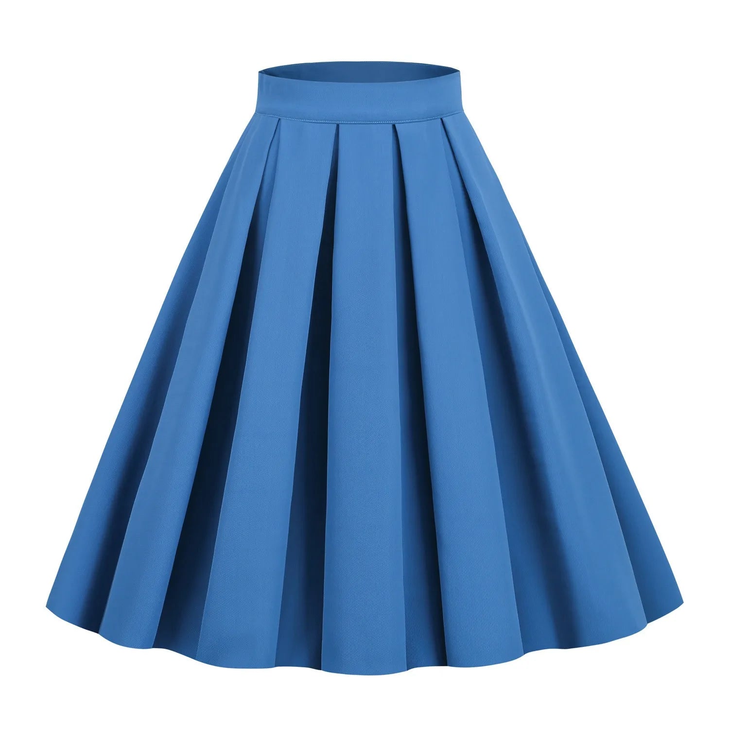 High Waist Pleated A Line Midi Skirt