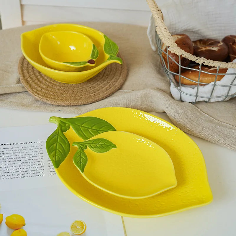Sunshine Citrus Lemon Ceramic Dipping & Dessert Plate