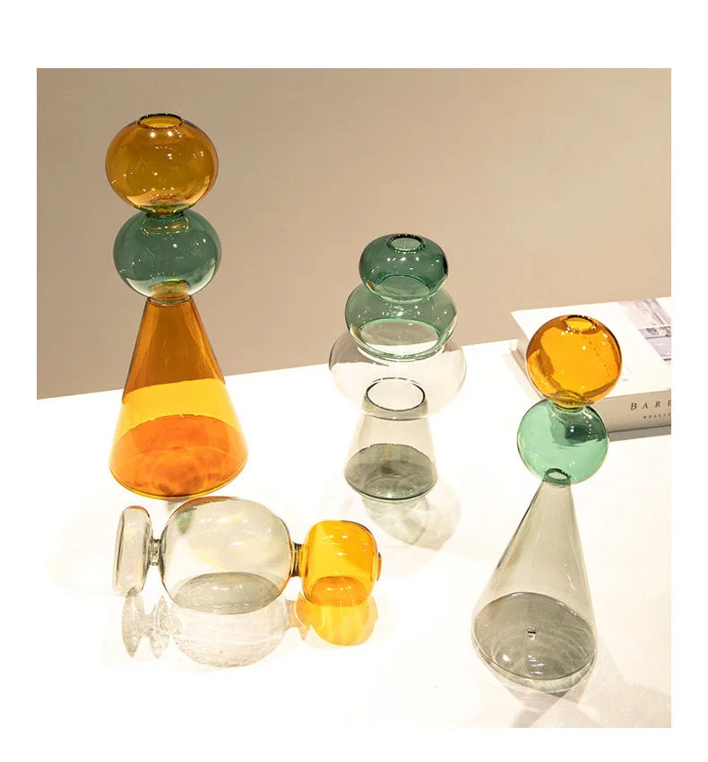 Art Deco Pastel Transparent Glass Vase