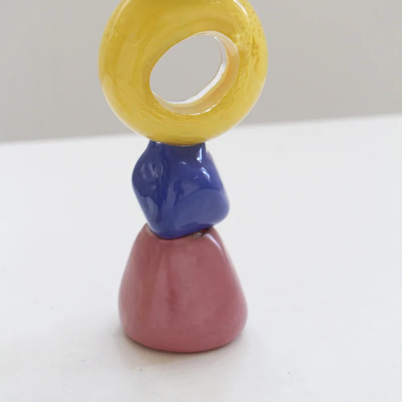 Classic Era Piled Stone Glass Candlestick Holder
