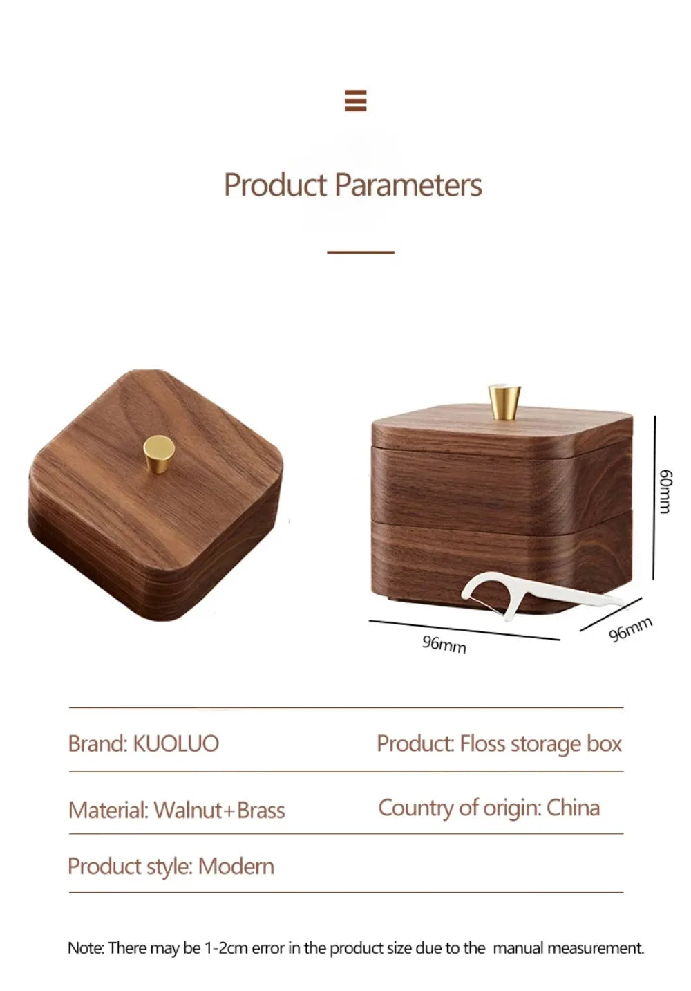 Heirloom Quality Black Walnut Dual Storage Toothpick & Floss Box