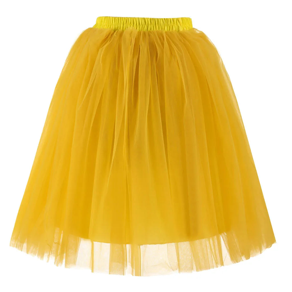 High Waist Tulle A Line Midi Skirt