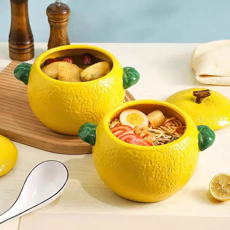 Amalfi Coast Embossed Lemon Soup Pot with Lid