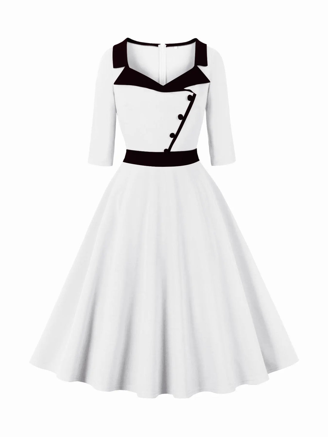 Contrast Collar Fit & Flare Dress