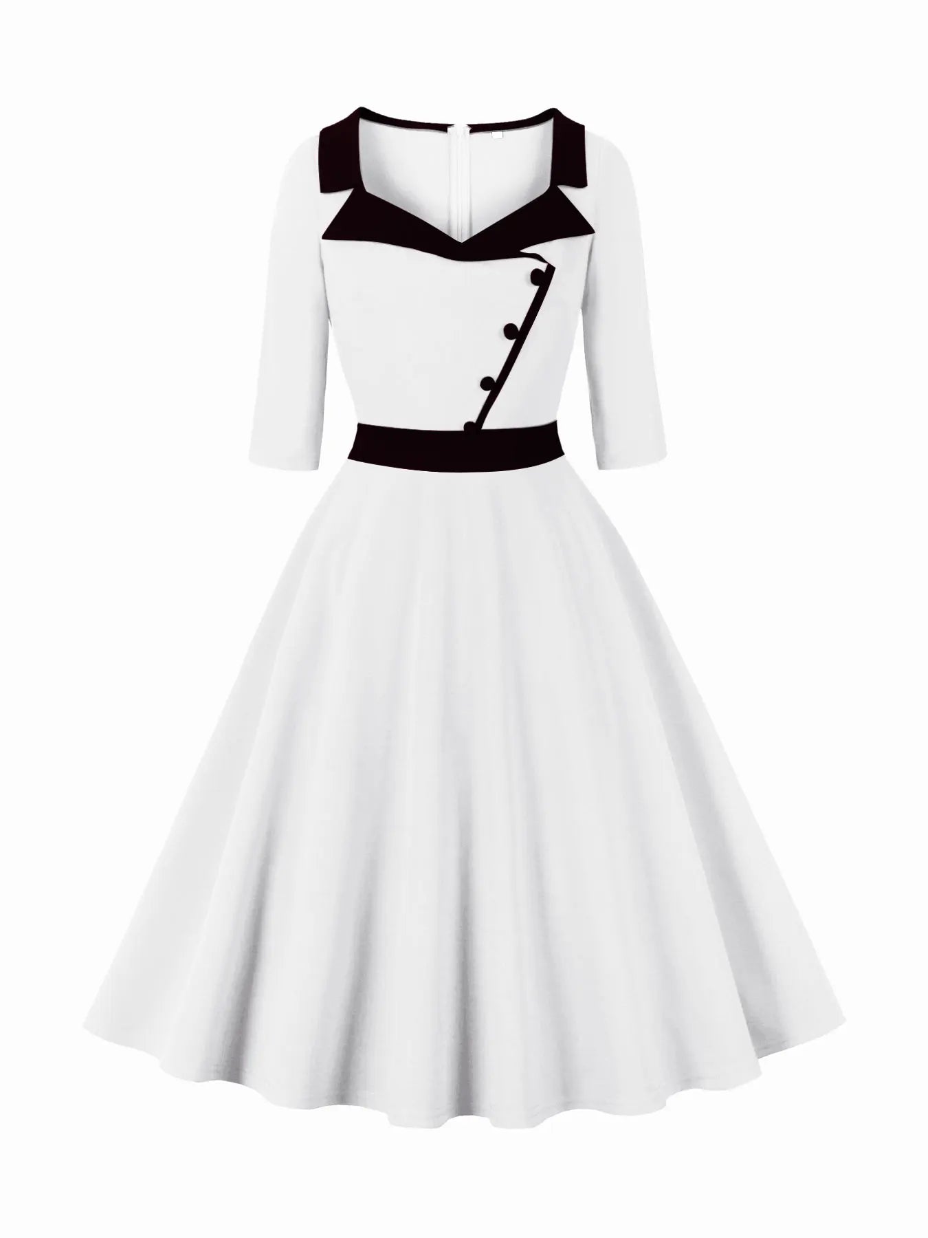Contrast Collar Fit & Flare Dress