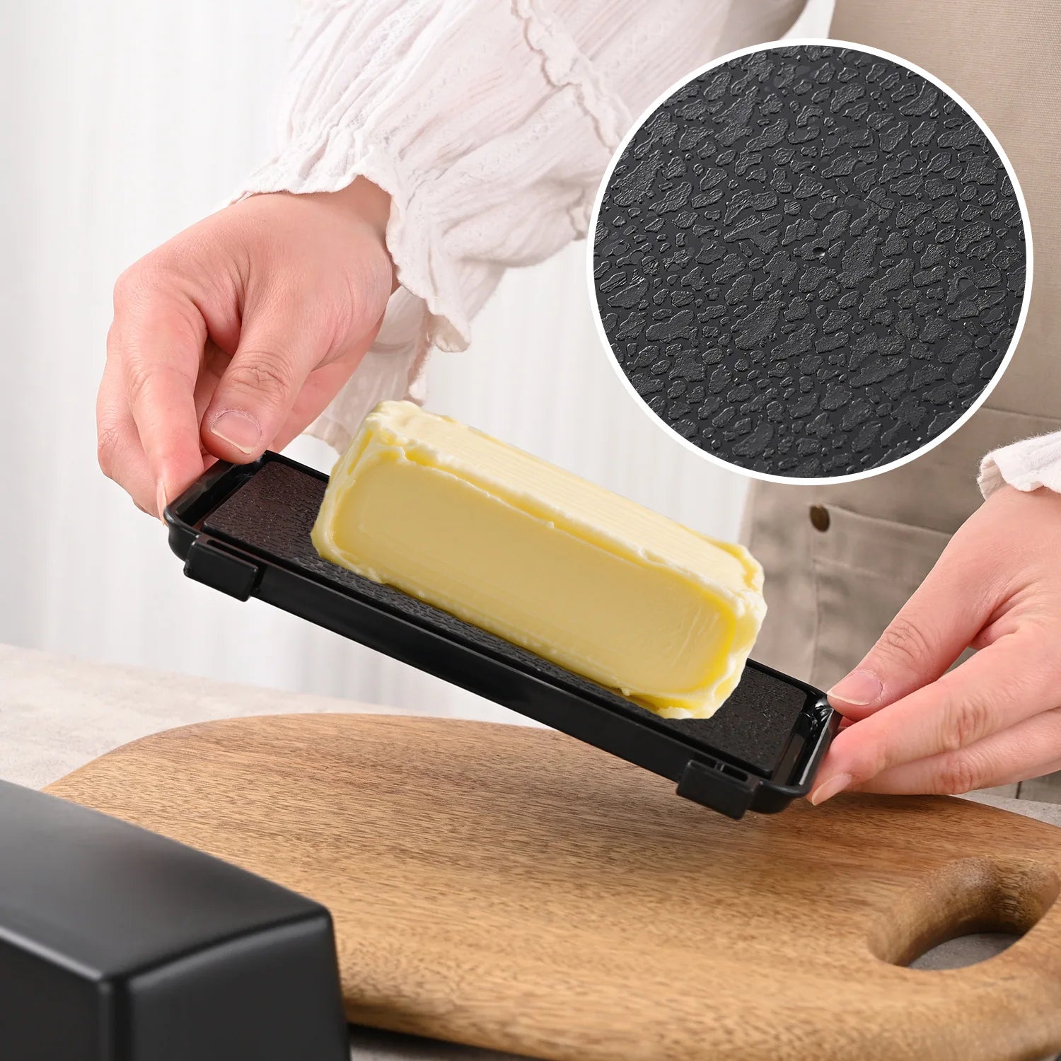 Retro Bistro Sealed Butter Box & Built-In Slicer Knife