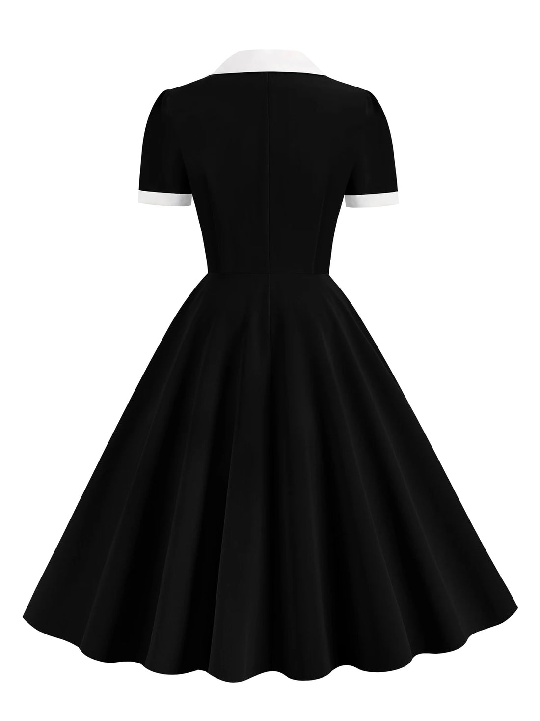 Contrast Collar Button Front Fit & Flare Dress