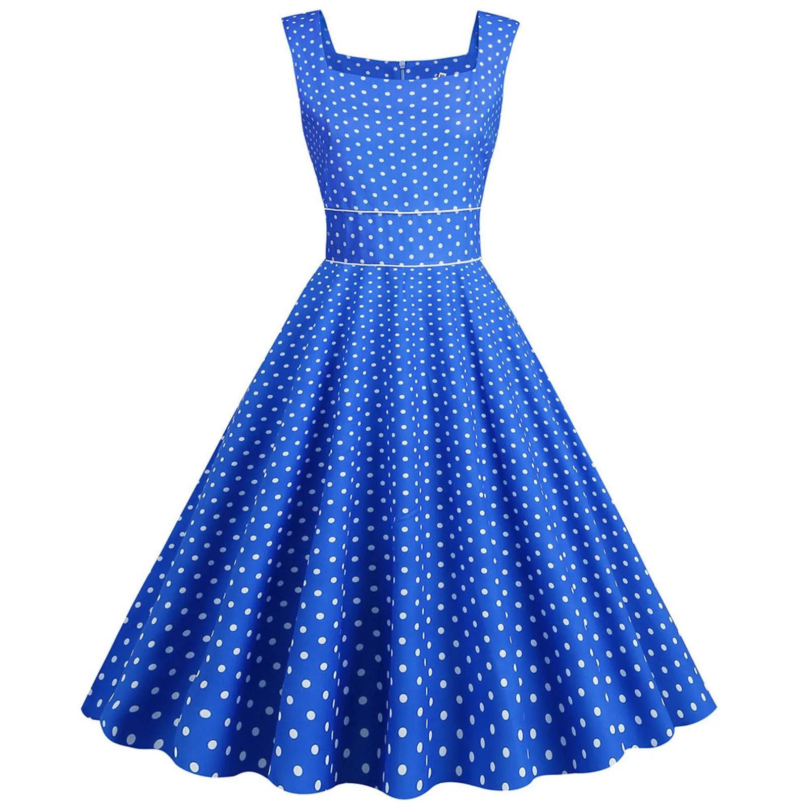 Sleeveless Polka Dot Fit and Flare Midi Dress