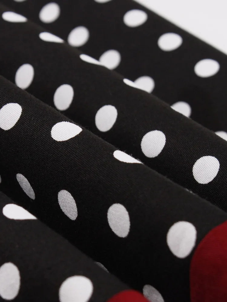 Polka Dot Short Sleeve Midi Dress with Waist Band