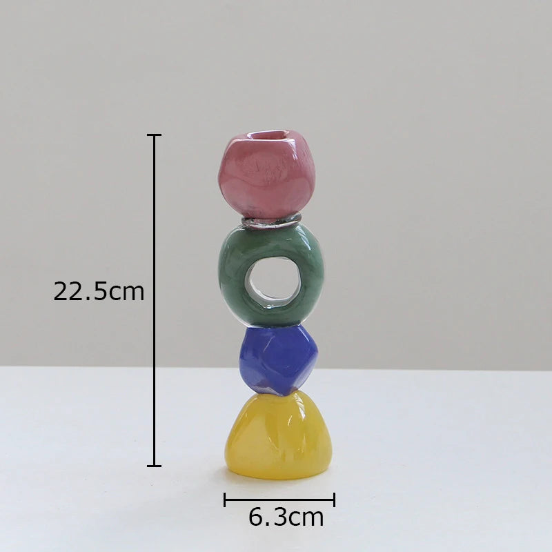 Classic Era Piled Stone Glass Candlestick Holder