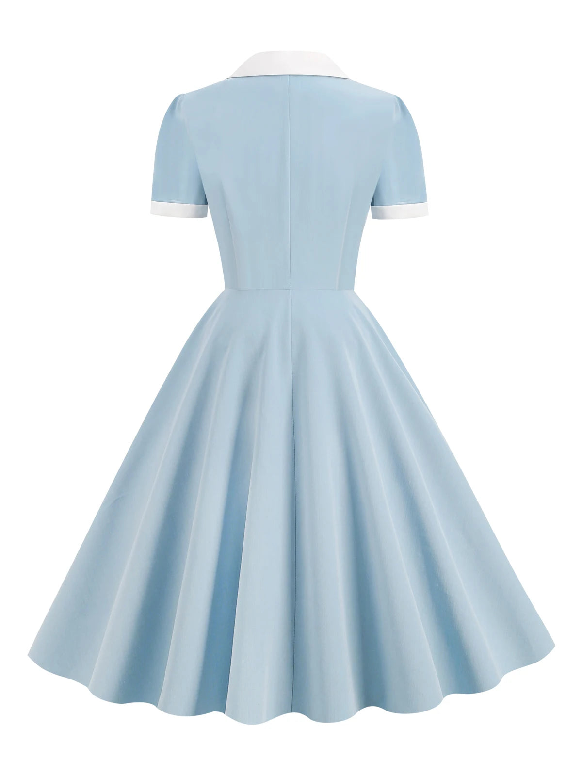 Contrast Collar Button Front Fit & Flare Dress