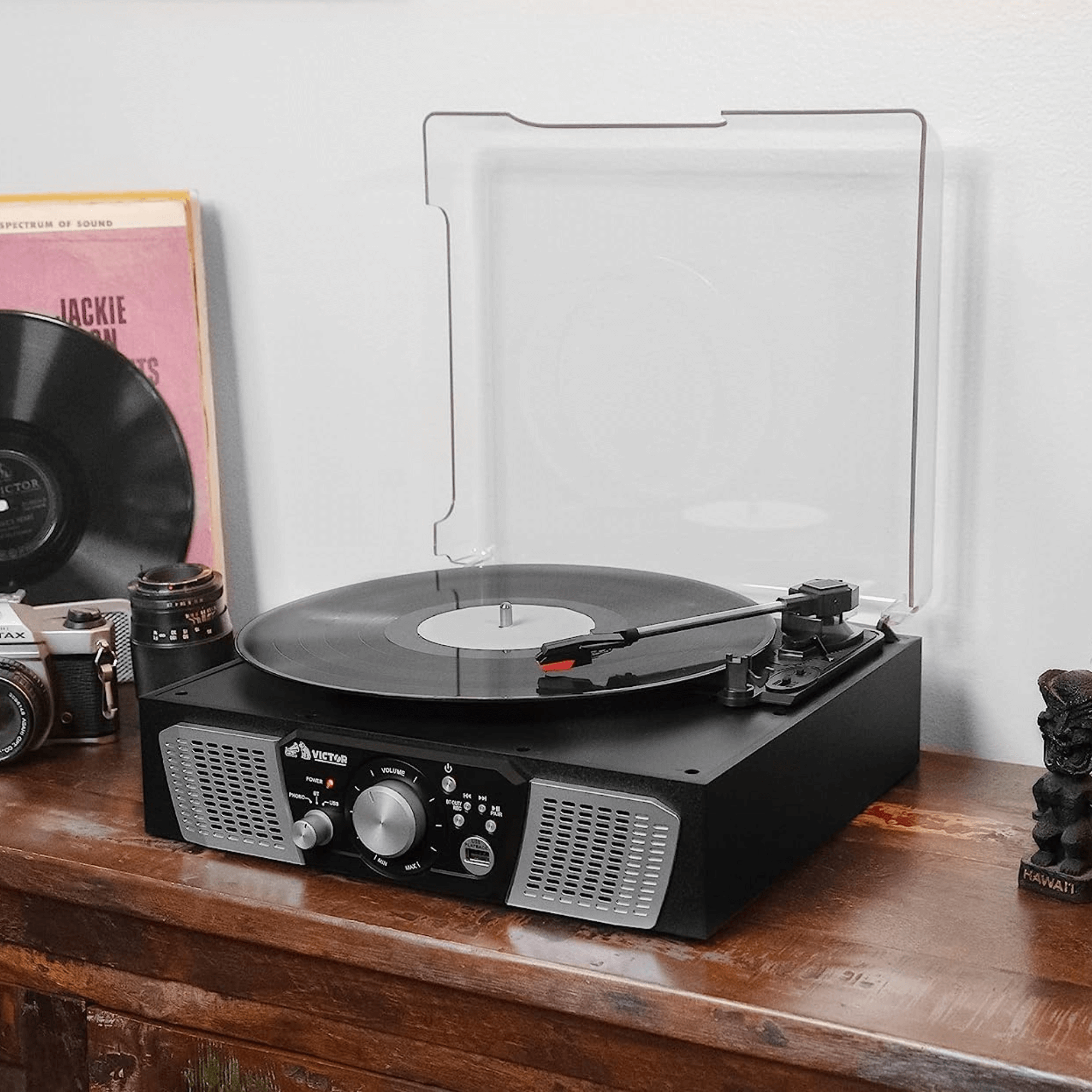 Victor Lakeshore 5-in-1 Hybrid Bluetooth Turntable System w USB and RCA Output