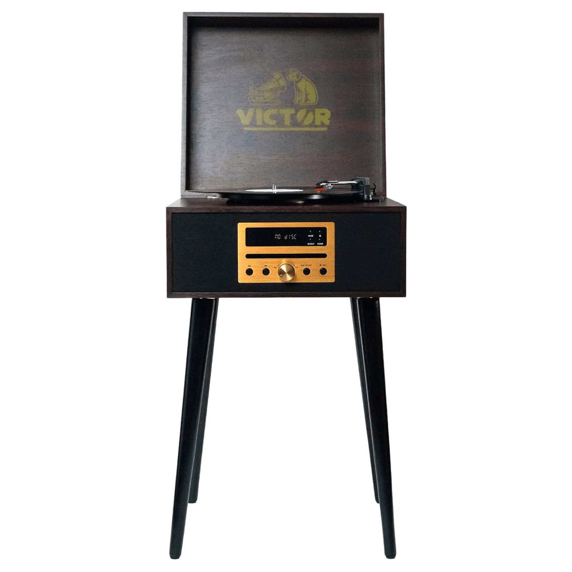 Victor Newbury 8-in-1 Music Center w Chair-Height Legs, USB Slot & AM FM Radio