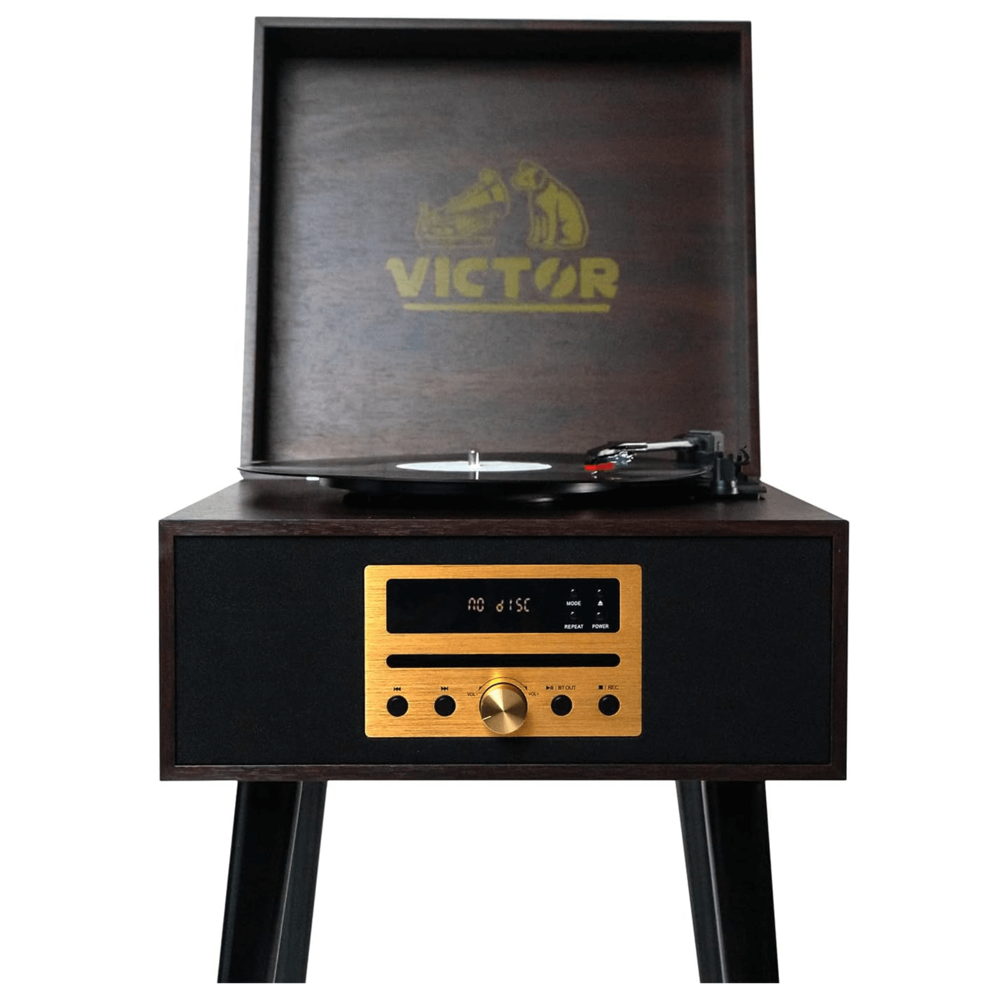 Victor Newbury 8-in-1 Music Center w Chair-Height Legs, USB Slot & AM FM Radio