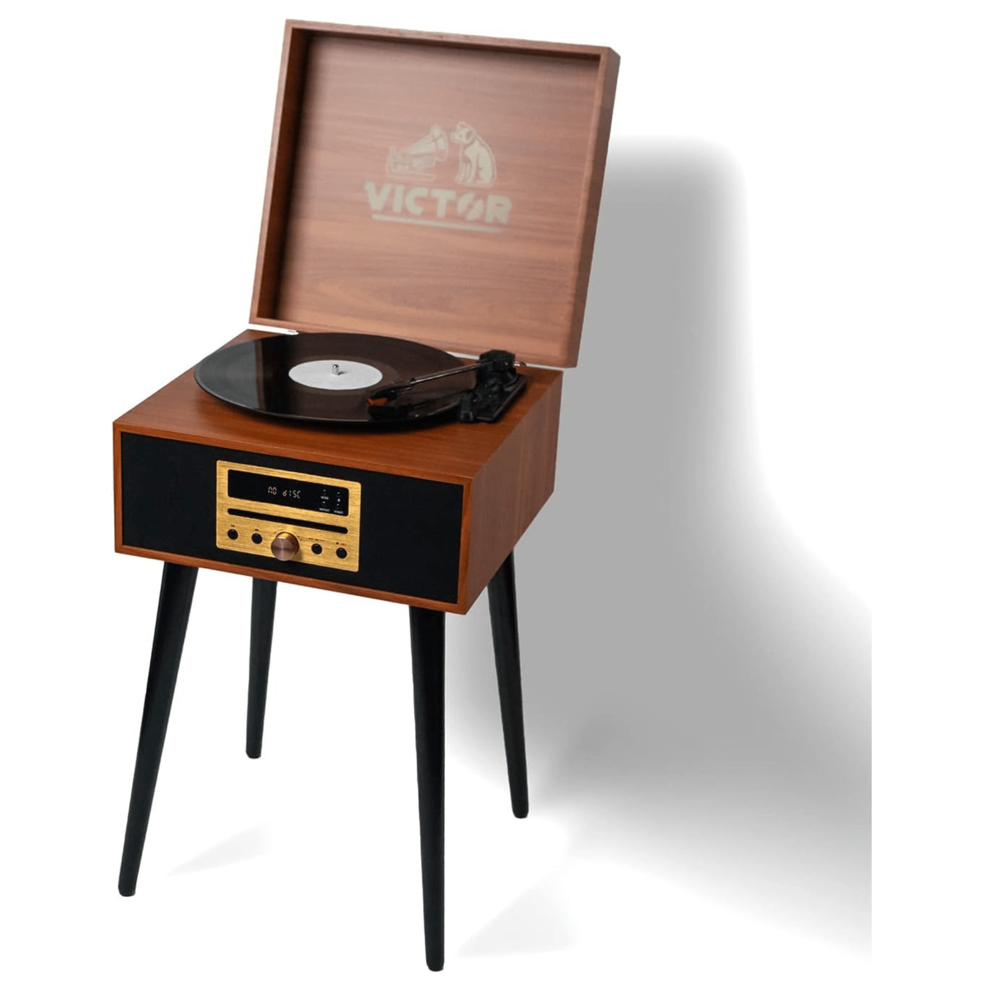 Victor Newbury 8-in-1 Music Center w Chair-Height Legs, USB Slot & AM FM Radio