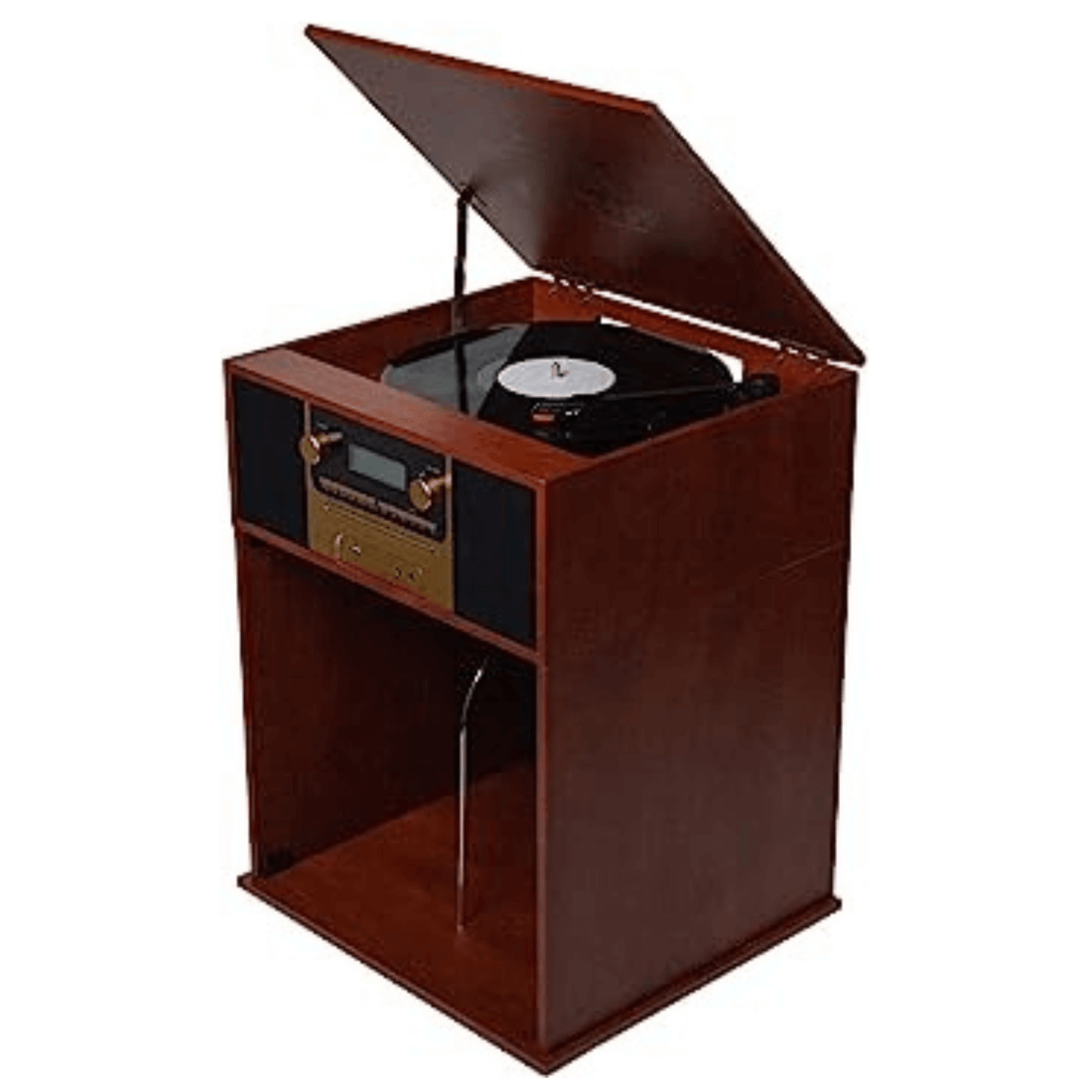 Victor Boyleston 7-in-1 3-Speed Turntable Music Center w Album Storage and USB Port
