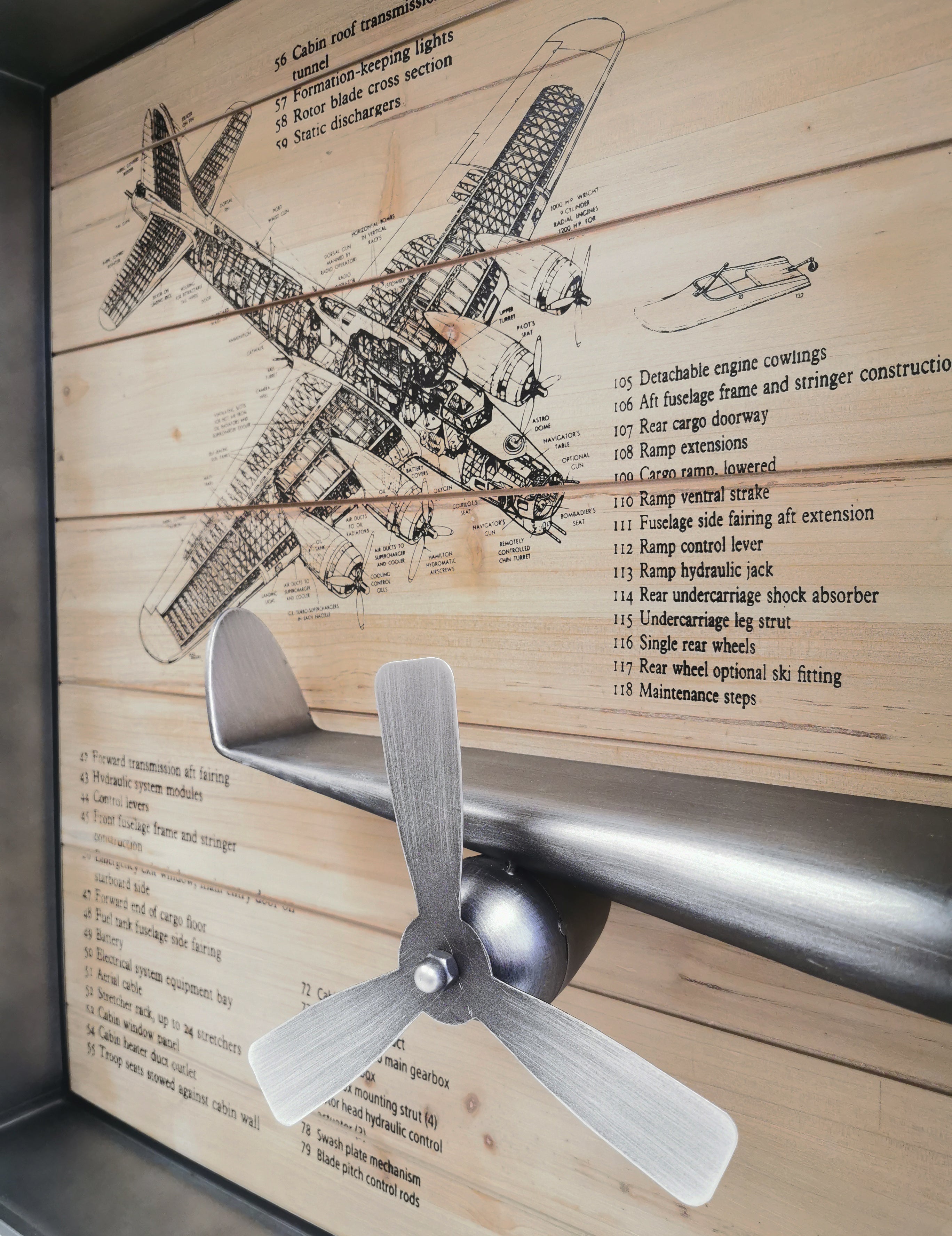 Metallic Vintage Airplane Wall Art with Clock, Set of 3 by Peterson Housewares & Artwares