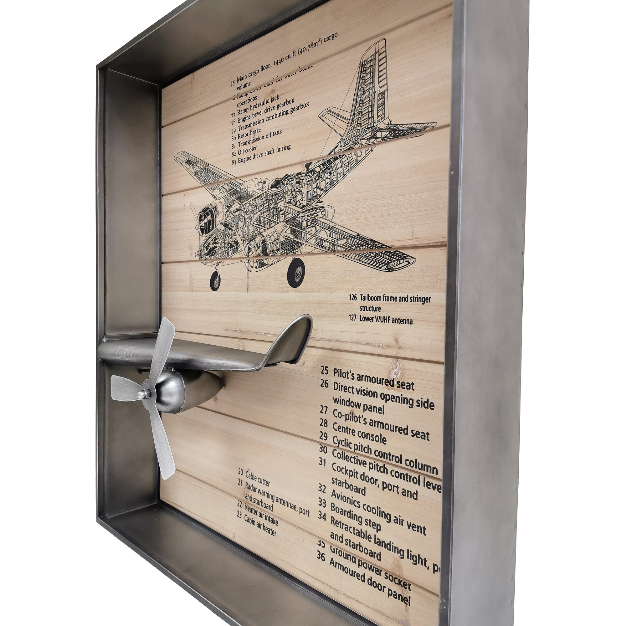 Metallic Vintage Airplane Wall Art with Clock, Set of 3 by Peterson Housewares & Artwares