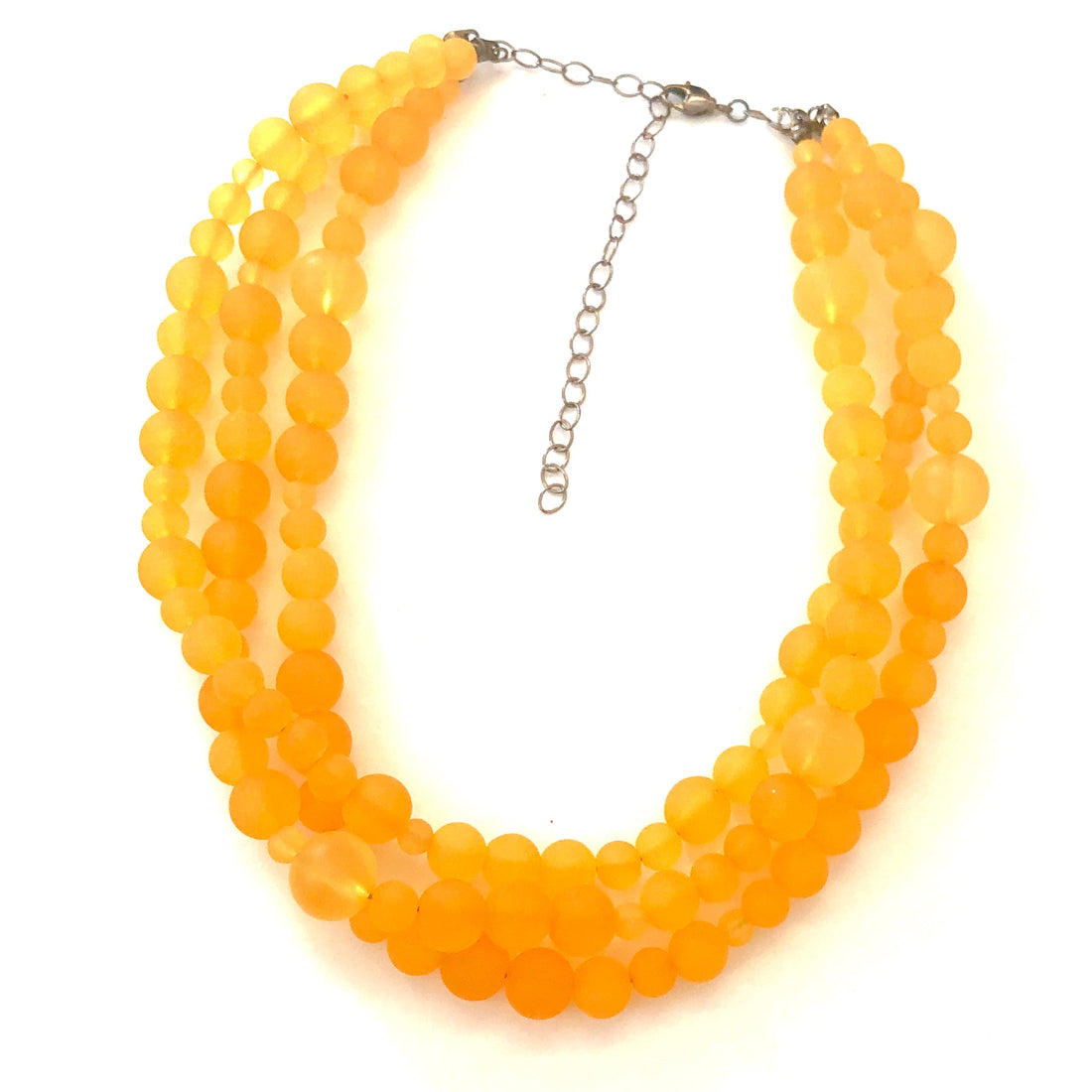 Golden Yellow Frosted Beaded Multi Strand Morgan Necklace