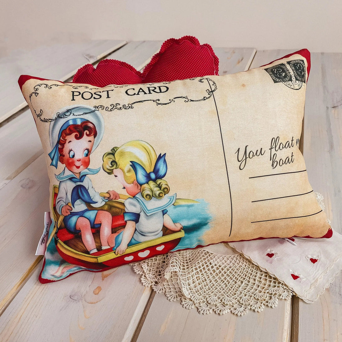 You float my Boat Vintage Valentines | 18x12 Pillow Covers | Valentines Day Decor | Valentines Gift | Room Decor | Valentine Decor by UniikPillows
